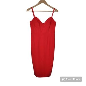 NWT Sergio Hudson Target Red Bustier Midi Adjustable Straps Dress Sz S